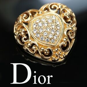 💖 Vintage Christian Dior Crystal Heart Brooch 💝